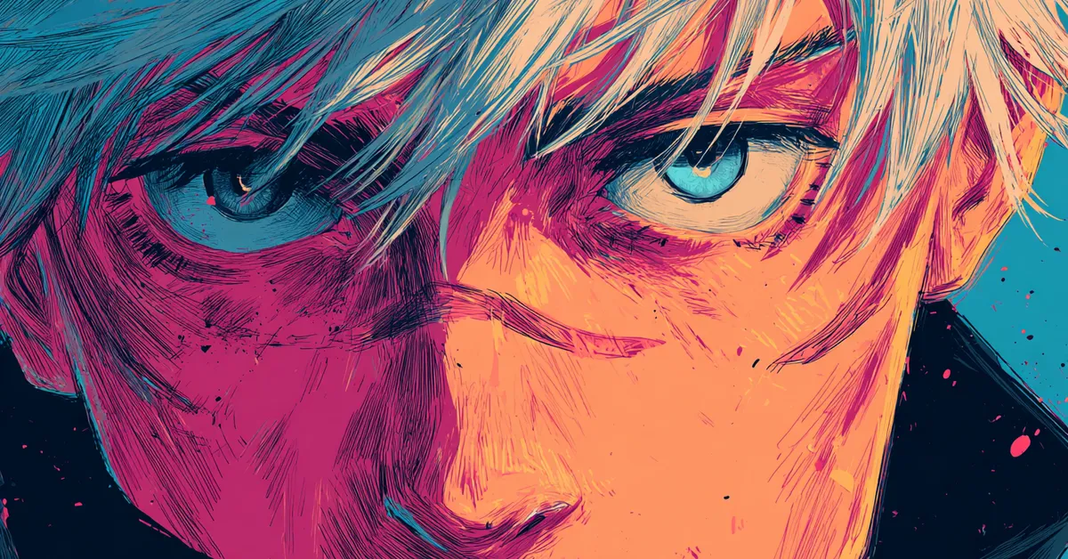 anime style portrait highlighting a jujutsu kaisen character quiz concept with expressive detail