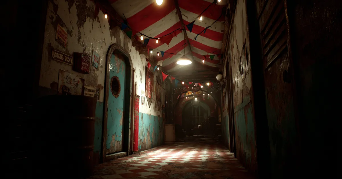 spooky abandoned toy factory hallway from poppy playtime chapter 1