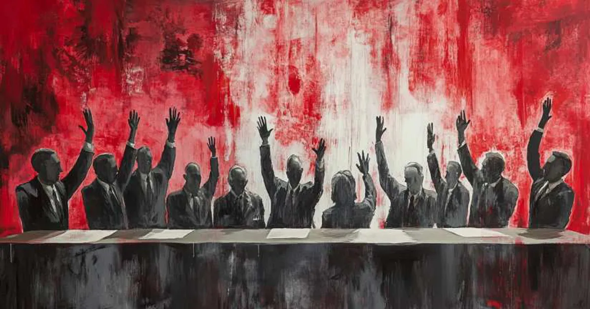 illustration of jurors debating in a tense 12 Angry Men courtroom scene