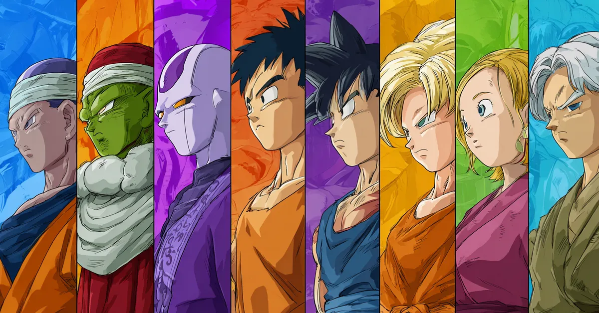 group lineup of dragon ball z characters for quiz banner