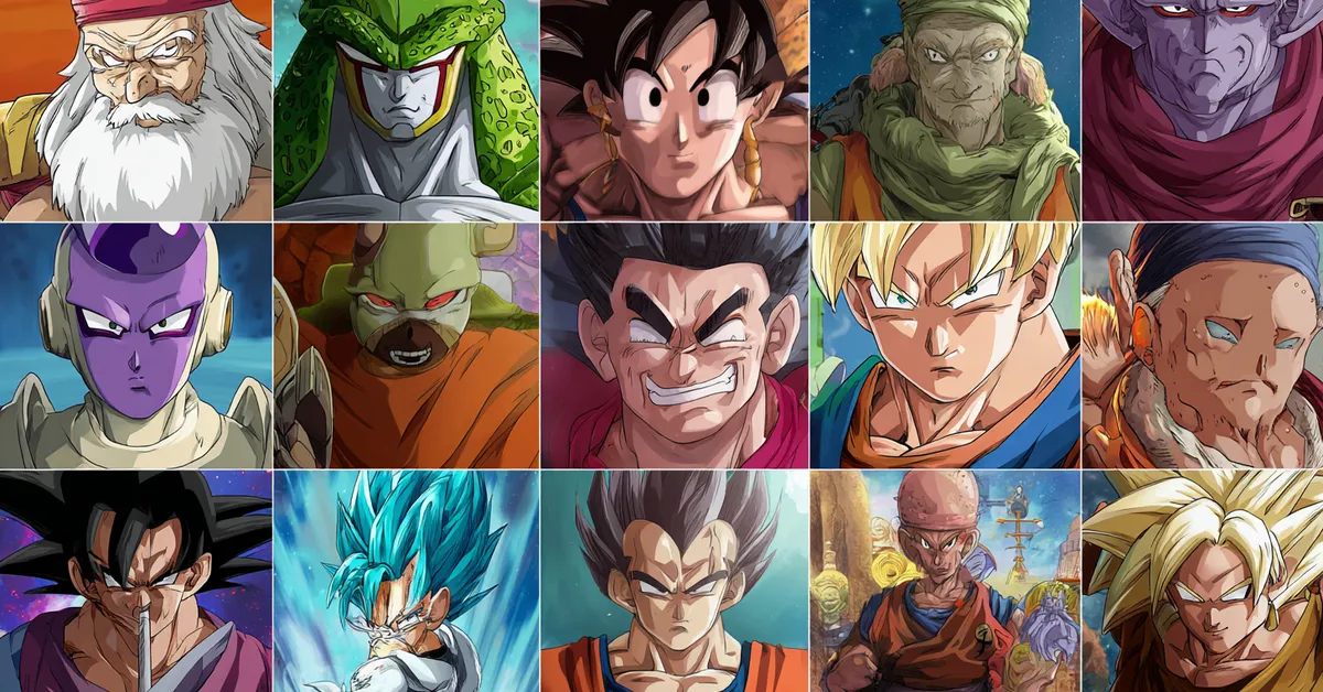 collage of dragon ball z heroes and villains for trivia
