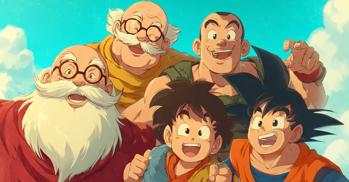 fun cartoon image of dragon ball z characters smiling