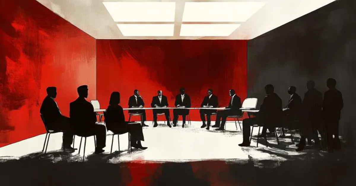 visual of final act 3 moment as the verdict is reached in the jury room