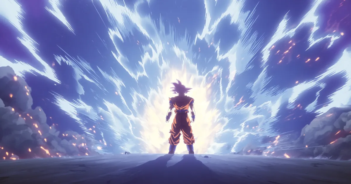 powerful energy blast scene from dragon ball super