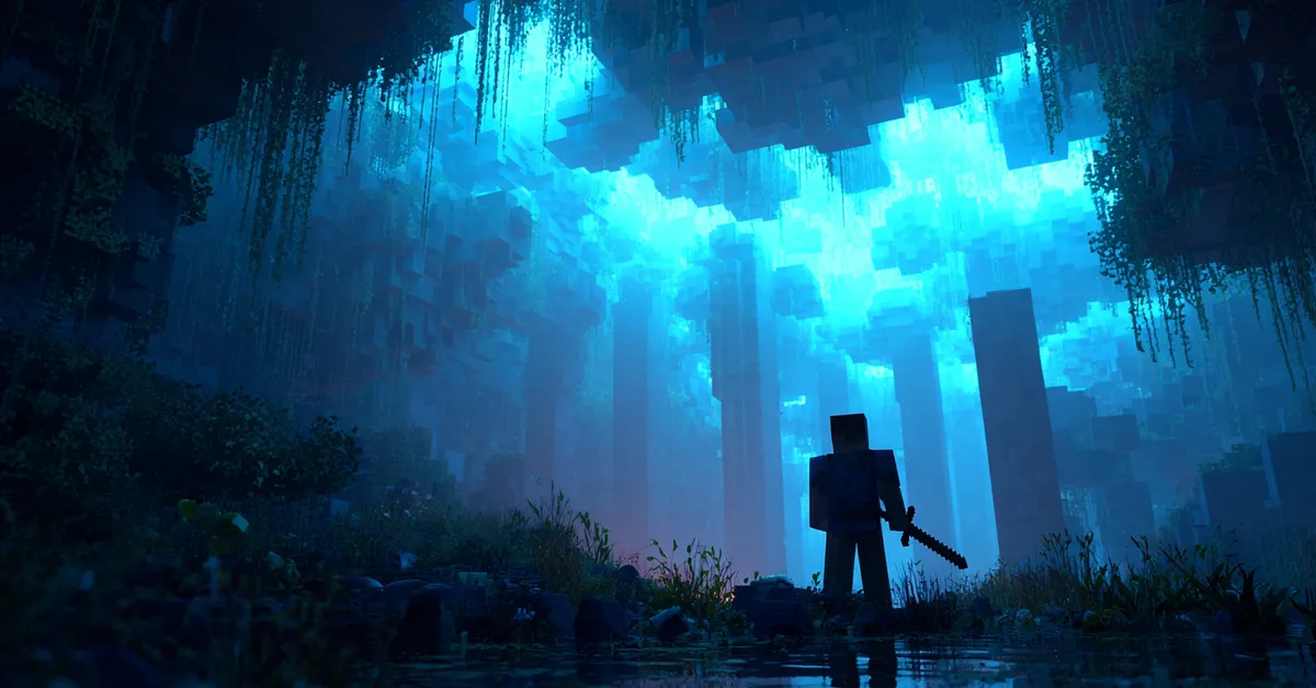 A cinematic Minecraft scene inspired by the movie universe