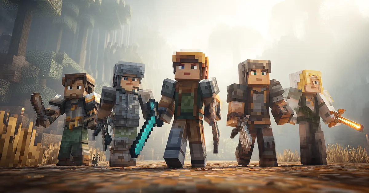 Minecraft characters selecting their powers from the Origins mod