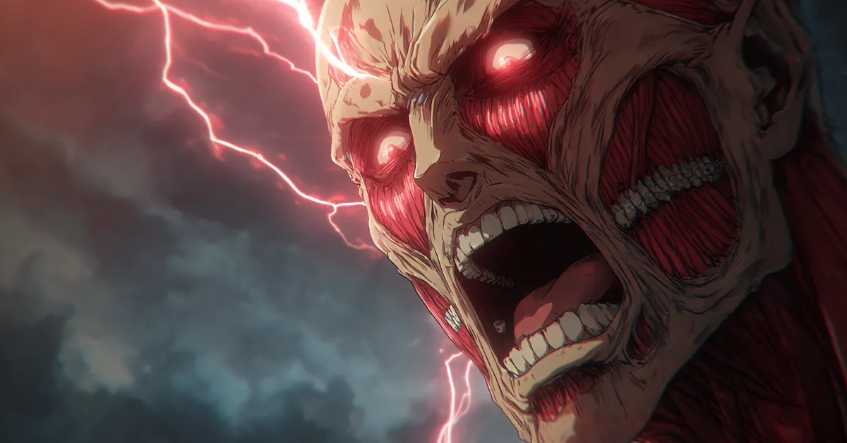 dramatic titan transformation scene from attack on titan
