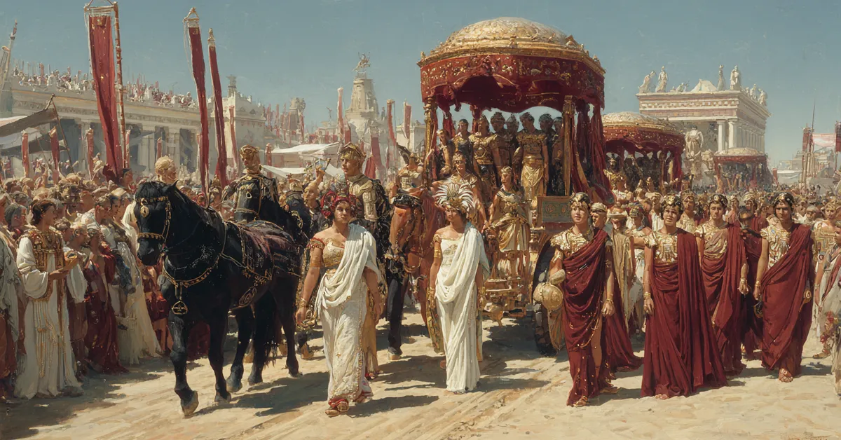public procession with caesar octavia and attendants for act 3 scene 6