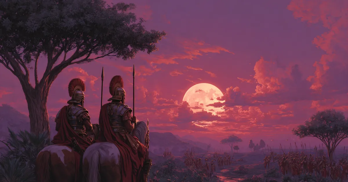 roman soldiers keeping watch under moonlight as omens appear for act 4 scene 3
