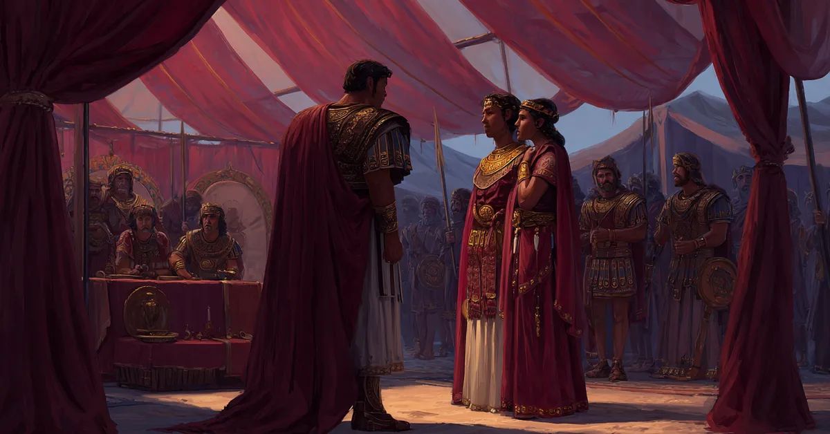 caesar receiving news from messengers inside his command tent for act 5 scene 1