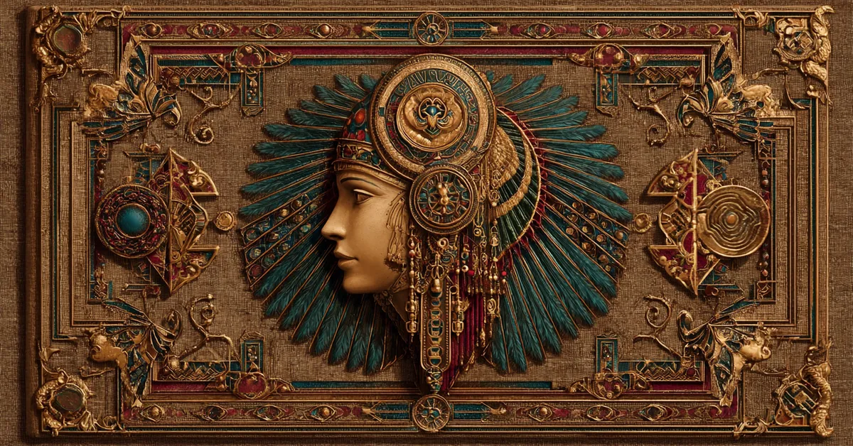illustration of an ornate classical book cover featuring egyptian motifs for antony and cleopatra