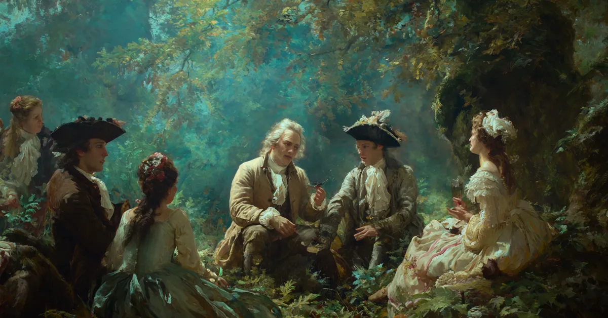 characters gathered in the forest sharing revelations about love for act 5 scene 2