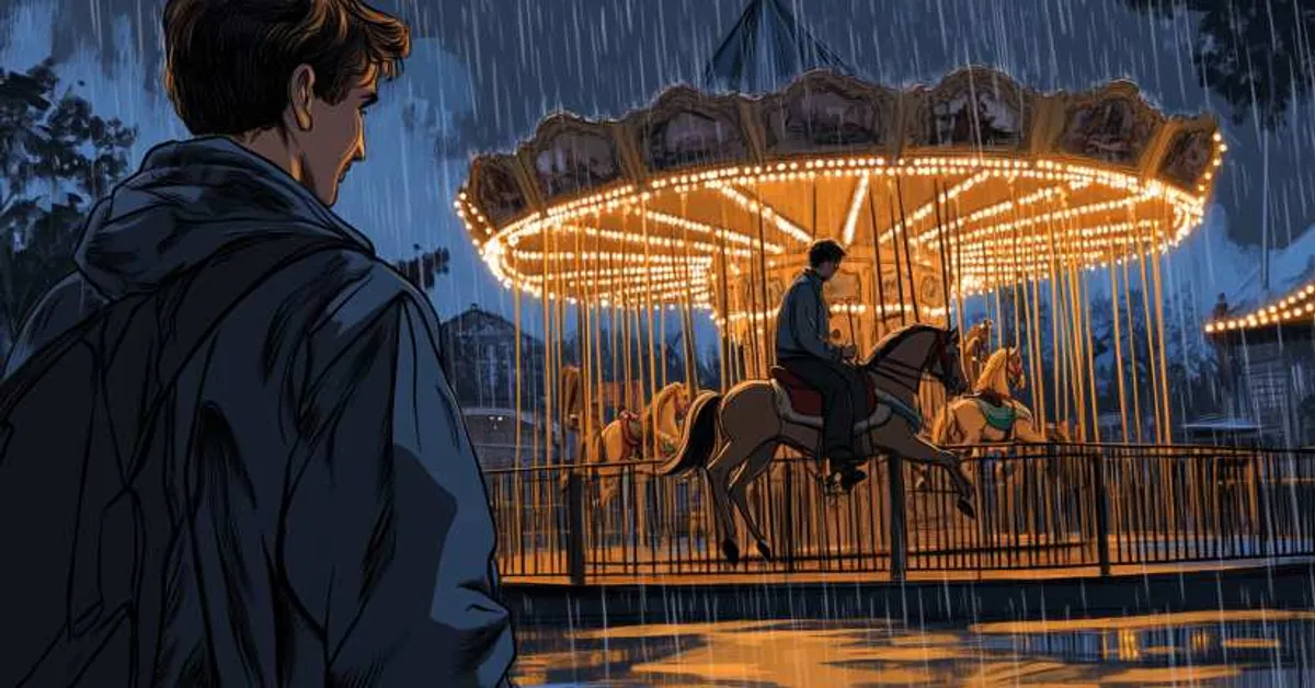 Two young men in caps having a serious conversation on a dark city street