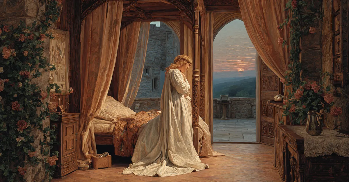 Night chamber with an open window and soft breeze pointing to the vulnerability central to Act 2 Scene 2