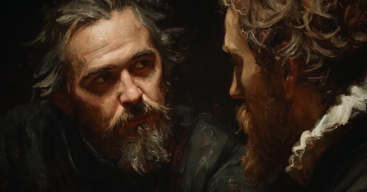 A father and son in private council with tense expressions anchoring the emotional confrontation in Henry IV Part 1 Act 3 Scene 2