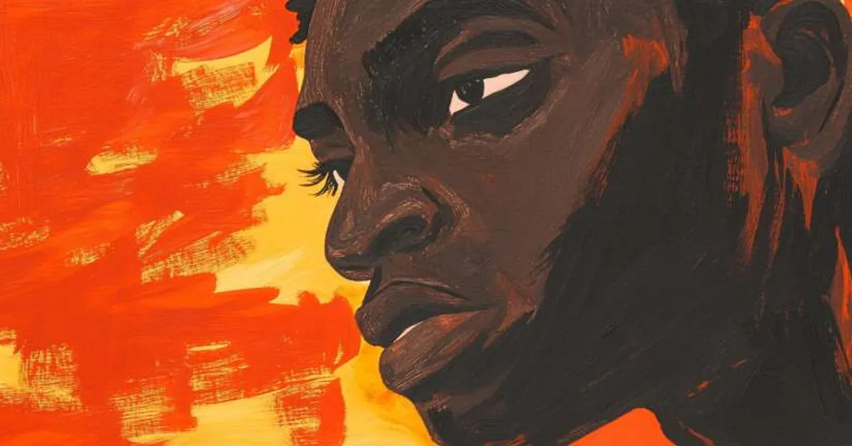 close-up portrait of a man against a warm painted background for Things Fall Apart Full Book