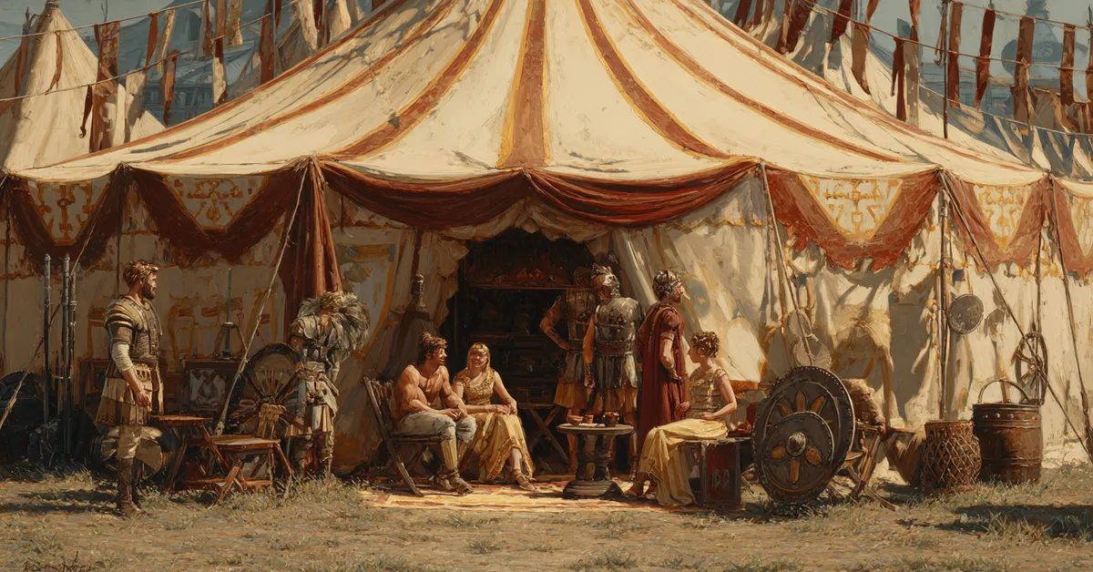 A Greek command tent where accusations fly between warriors matching Troilus and Cressida Act 5 Scene 2