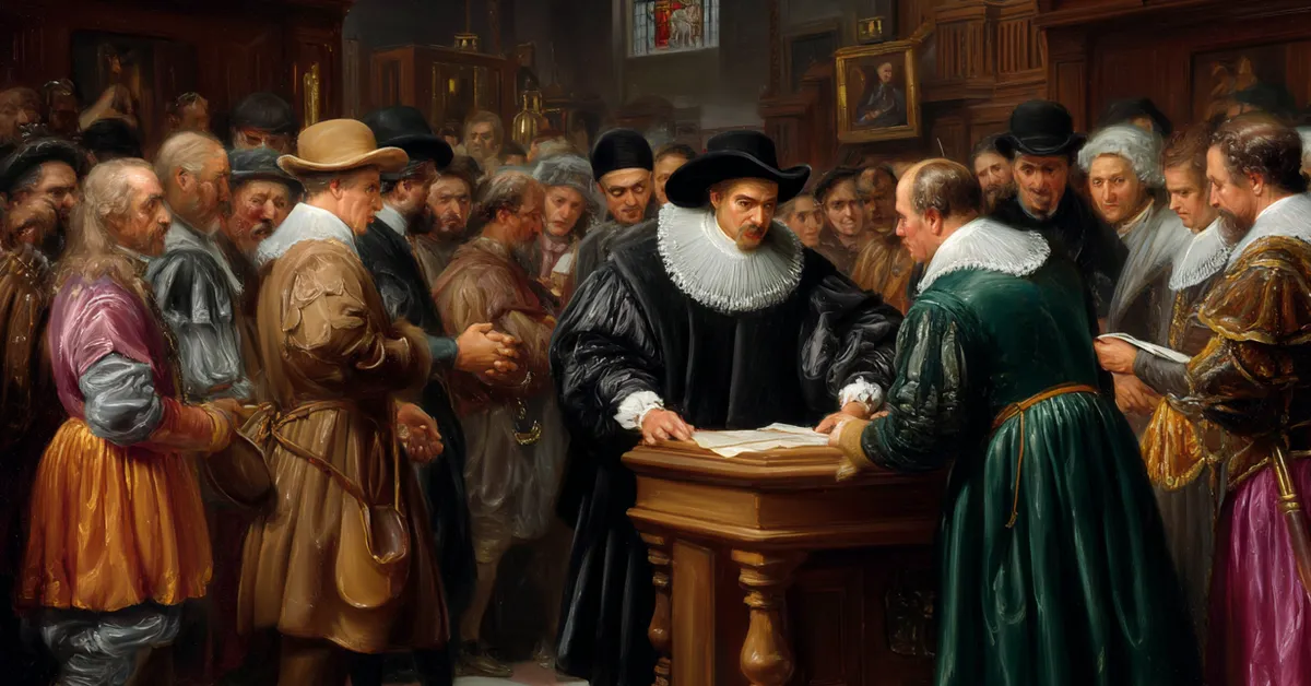 The Provost receiving orders for executions and clemency in a prison chamber in Act 4 Scene 2