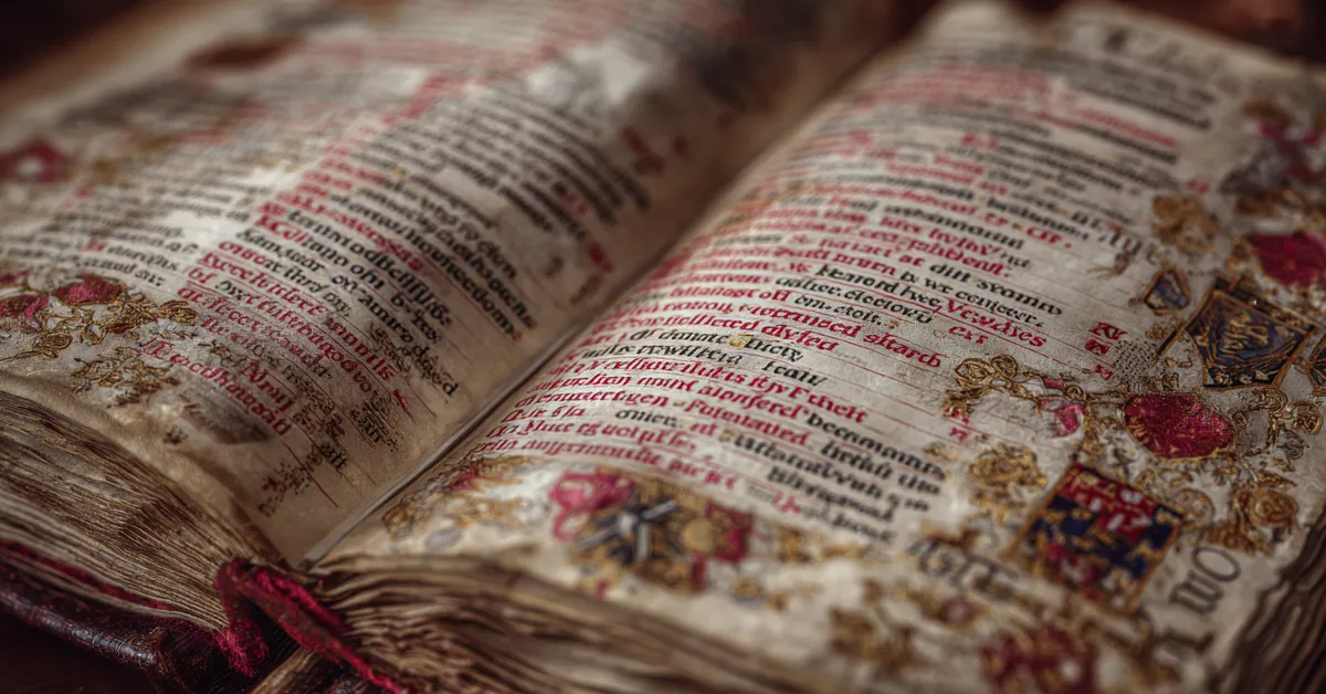 A dictionary open to Tudor era vocabulary with margin notes indicating key terms for Richard III Vocabulary