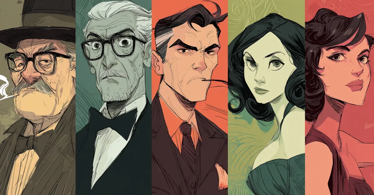 a set of expressive character portraits inspired by classic roles helping viewers imagine which persona fits them best