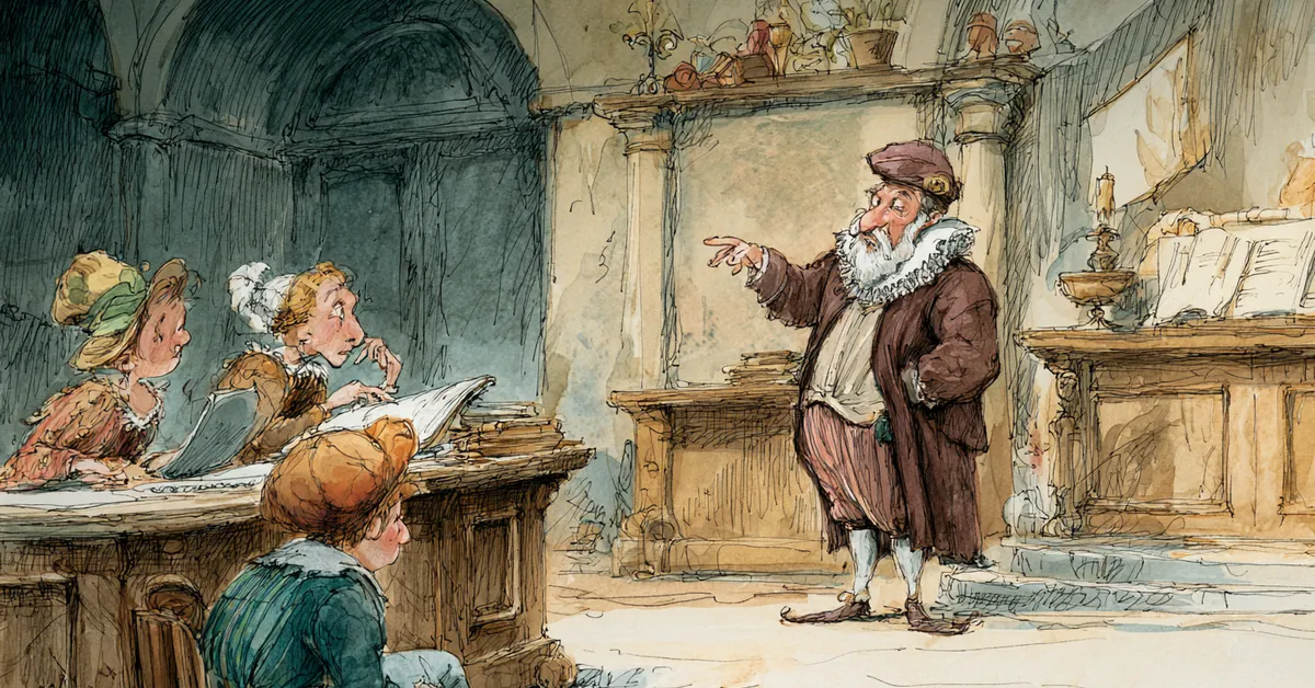 Lucentio disguised as a tutor teaching Bianca music in Act 3 Scene 1