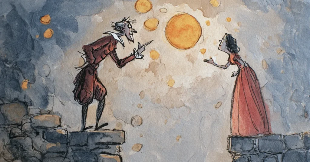 Petruchio insisting the sun is the moon as Katherina yields in Act 4 Scene 5