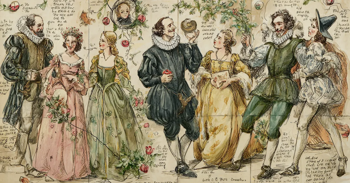 Antique page displaying Elizabethan courtship and domestic vocabulary from The Taming Of The Shrew