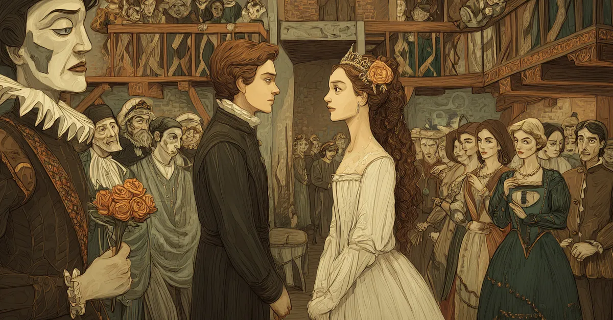 Viola, dressed as Cesario, listening to Orsino�s orders in Act 1 Scene 4 of Twelfth Night