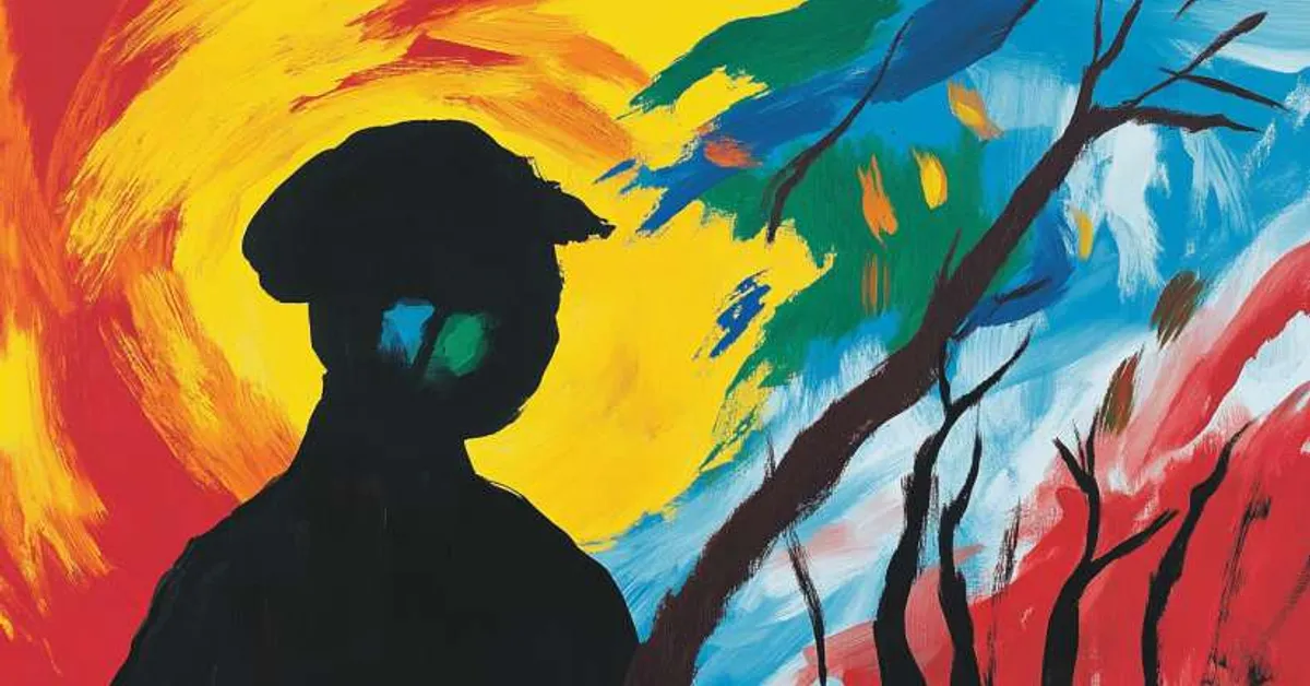 silhouette of a figure against bright abstract colors for Things Fall Apart Vocabulary