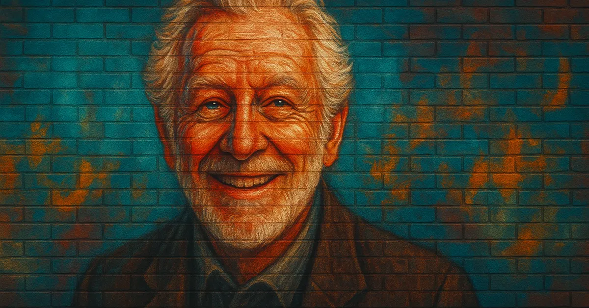 painting of Barnabas Cuffe, an older wizard with grey hair and a friendly smile wearing a brown jacket representing the editor of the Daily Prophet