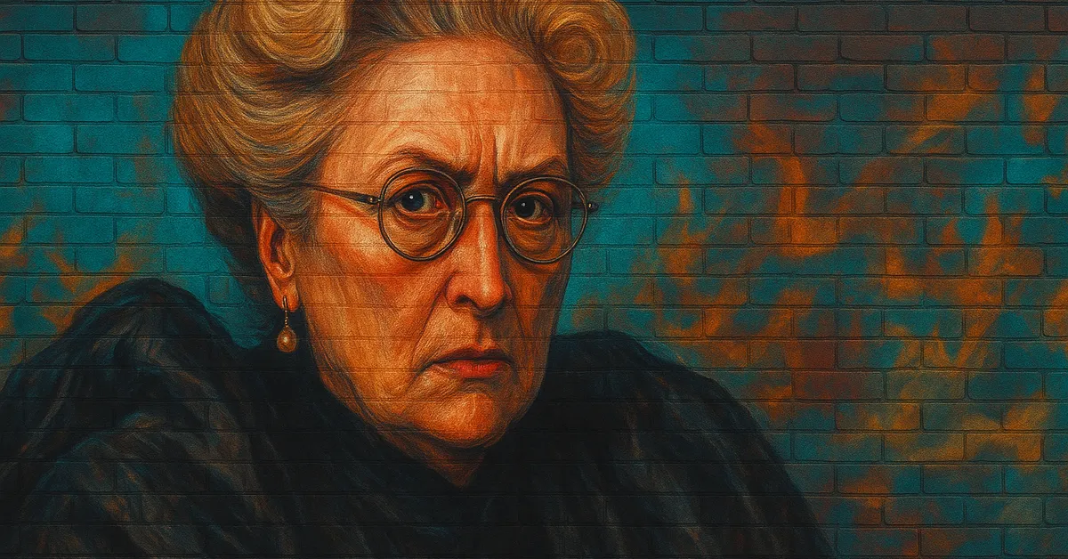 hyper-realistic mural of euphemia potter an elderly woman with grey hair styled up and round spectacles looking stern yet maternal as the grandmother of harry potter