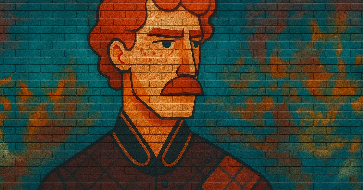 painting of Gideon Prewett, a man with vibrant red hair and a thick mustache looking sideways resembling his brother Fabian as an original Order member