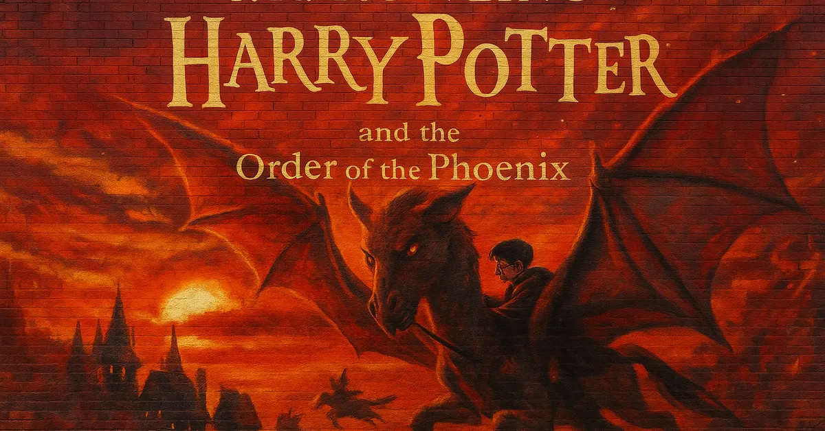 A mural of Dumbledore using the Pensieve while Harry watches next to him glowing green light illuminating them