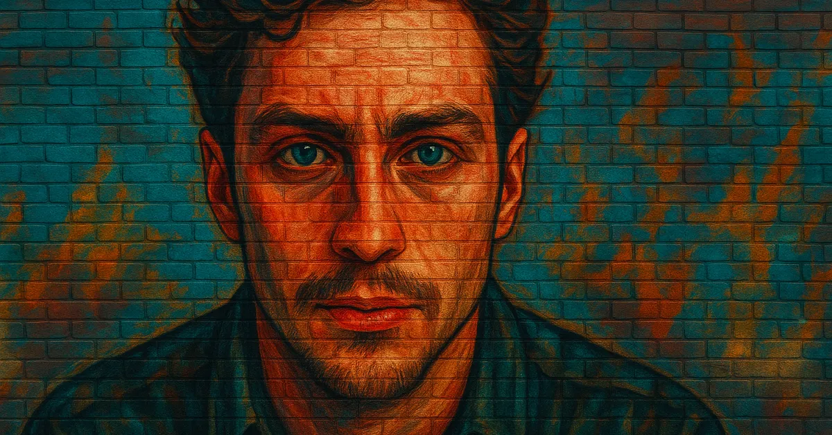 painting of Marius, a handsome man with dark curly hair and a mustache looking solemn representing the disowned Squib of the Black family