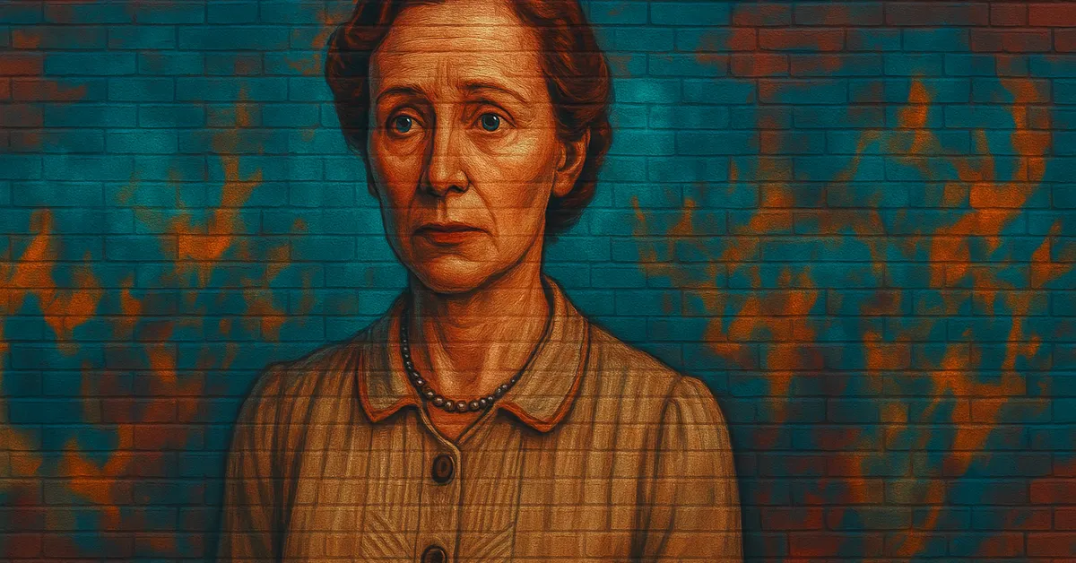 graffiti portrait of Mary Riddle showing an elderly woman with wavy hair and a pearl necklace looking concerned representing the wealthy mother of Tom Riddle Senior