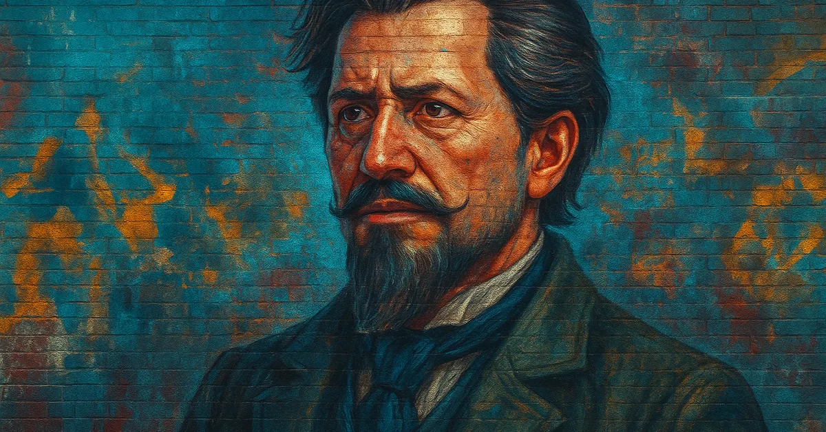 painting of Phineas Nigellus Black, a wizard with a pointed beard and mustache wearing a dark suit and cravat with a haughty expression