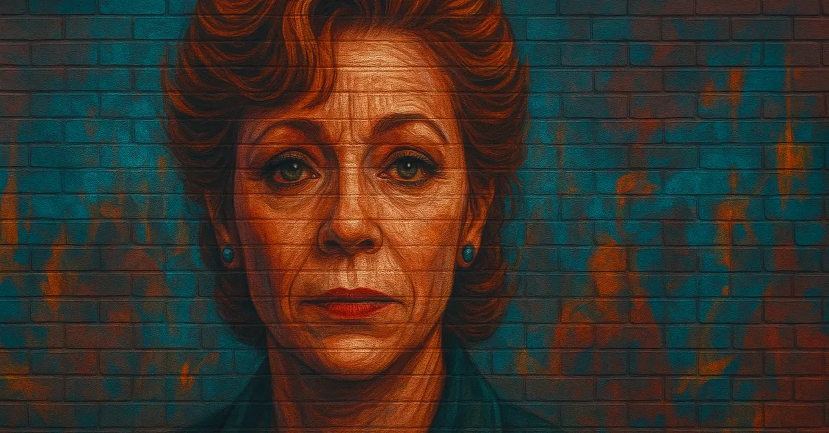 painting of a witch named Wakanda, depicting an older woman with reddish hair and a serious expression wearing a teal outfit